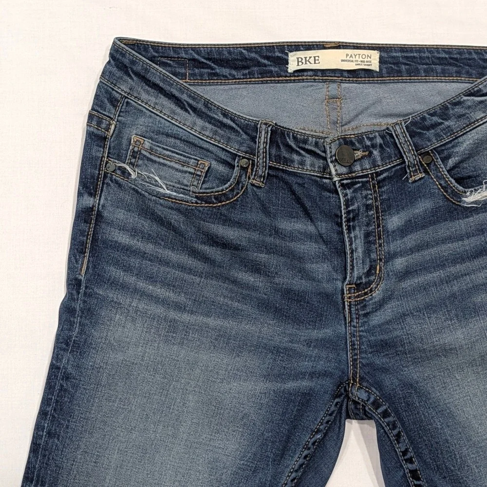 BKE Payton Ankle Skinny Jeans Womens Mid Rise Medium Wash Distressed Denim 27